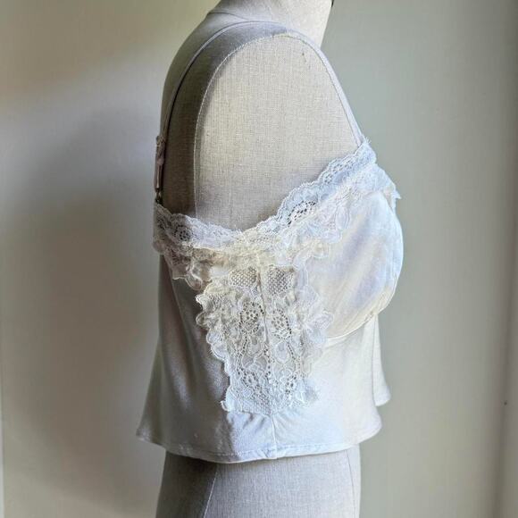 Beverly and Beck White Lace Satin Cami Bralette Top Size Large - Picture 5 of 8